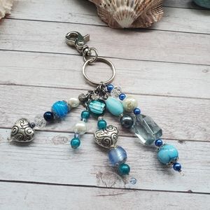 3/$20 Blue Heart Keychain / Purse Charm